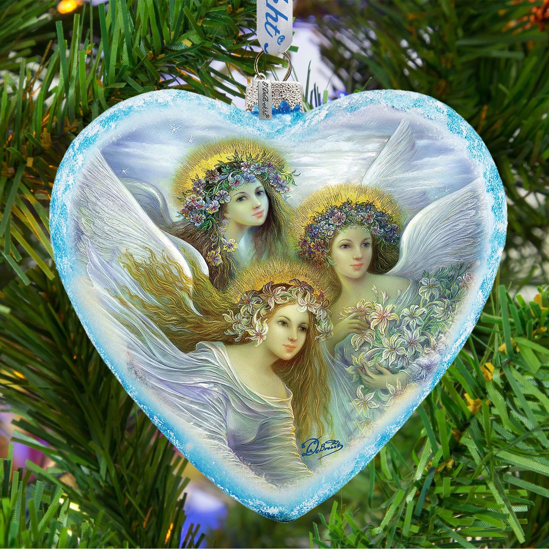 Three Angels Glass Ornament Limited Edition by G. DeBrekht - Nativity Holiday Decor - 738-083-2