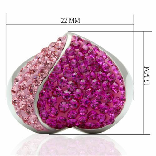 LO2082 - Rhodium Brass Ring with Top Grade Crystal in Multi Color-1