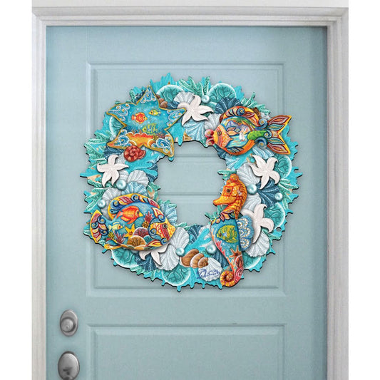 Coastal Sea Creatures Holiday Door Wreath by G. DeBrekht - Coastal Holiday Decor - 8185306-3H-0