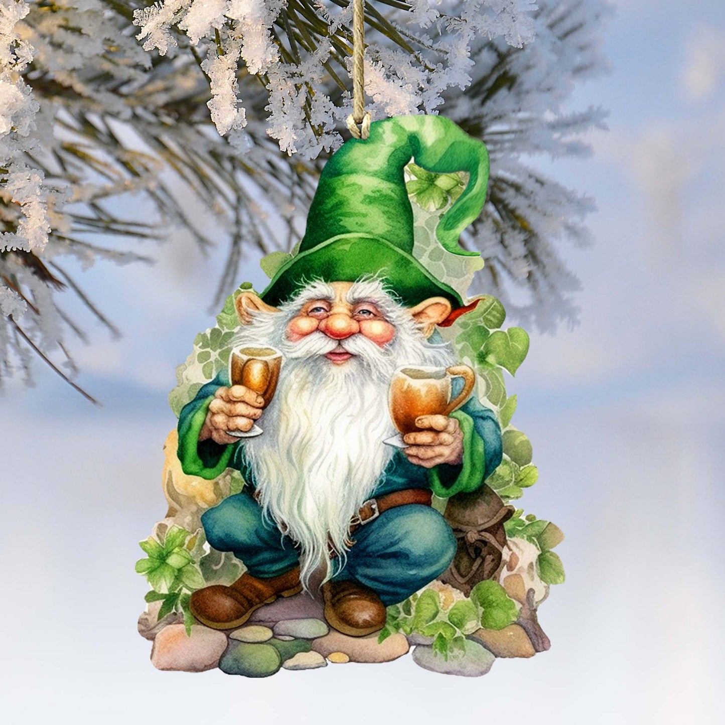 Lucky Leprechaun Wooden Ornaments by G. DeBrekht Easter Spring Decor - 8652778-1