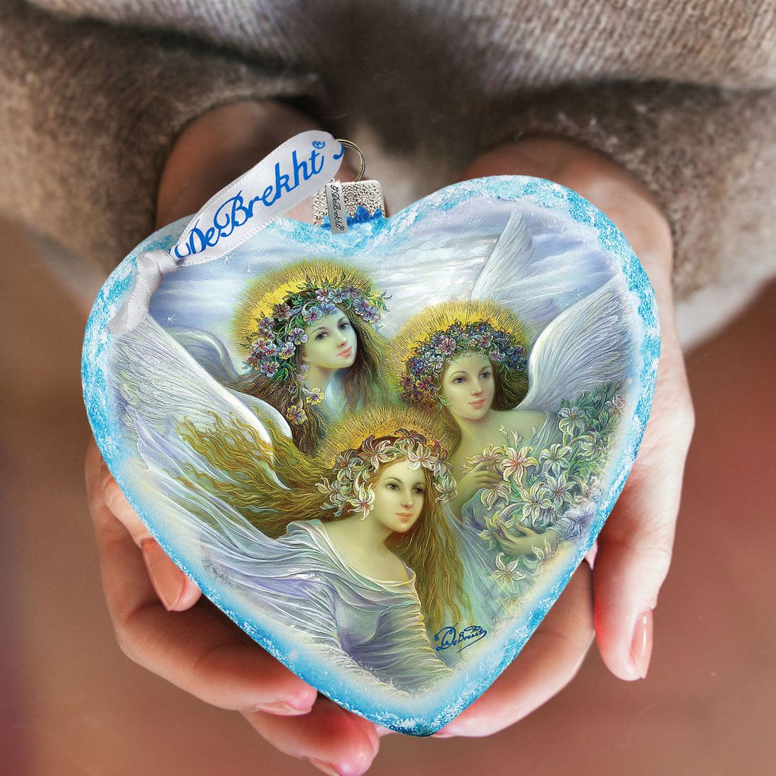 Three Angels Glass Ornament Limited Edition by G. DeBrekht - Nativity Holiday Decor - 738-083-1