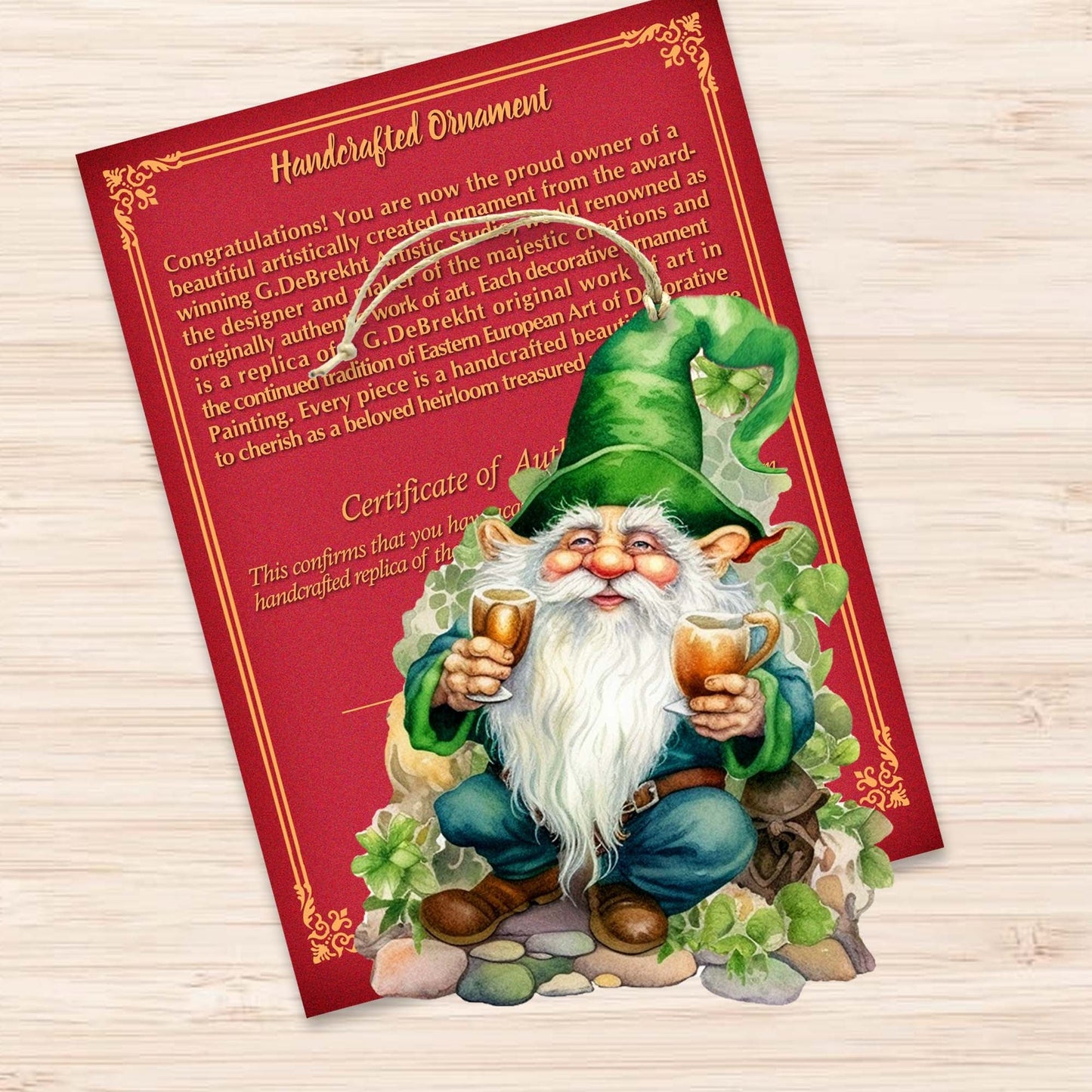 Lucky Leprechaun Wooden Ornaments by G. DeBrekht Easter Spring Decor - 8652778-4