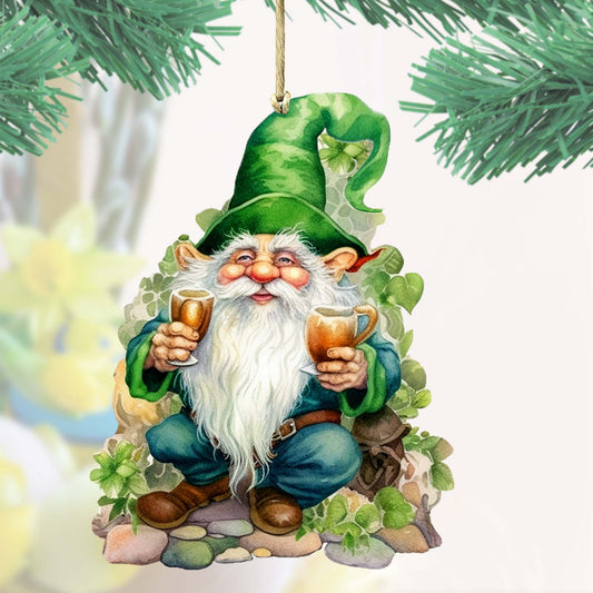 Lucky Leprechaun Wooden Ornaments by G. DeBrekht Easter Spring Decor - 8652778-0