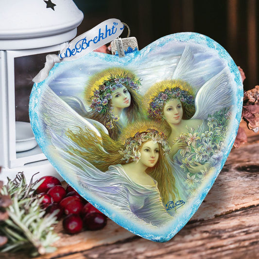 Three Angels Glass Ornament Limited Edition by G. DeBrekht - Nativity Holiday Decor - 738-083-0