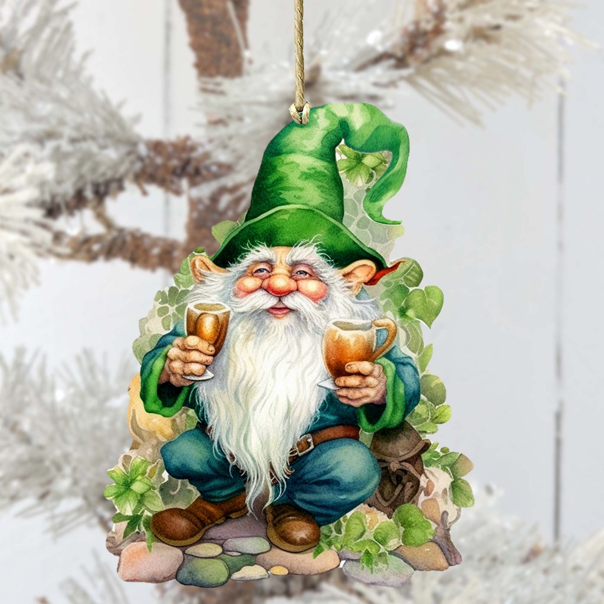 Lucky Leprechaun Wooden Ornaments by G. DeBrekht Easter Spring Decor - 8652778-3