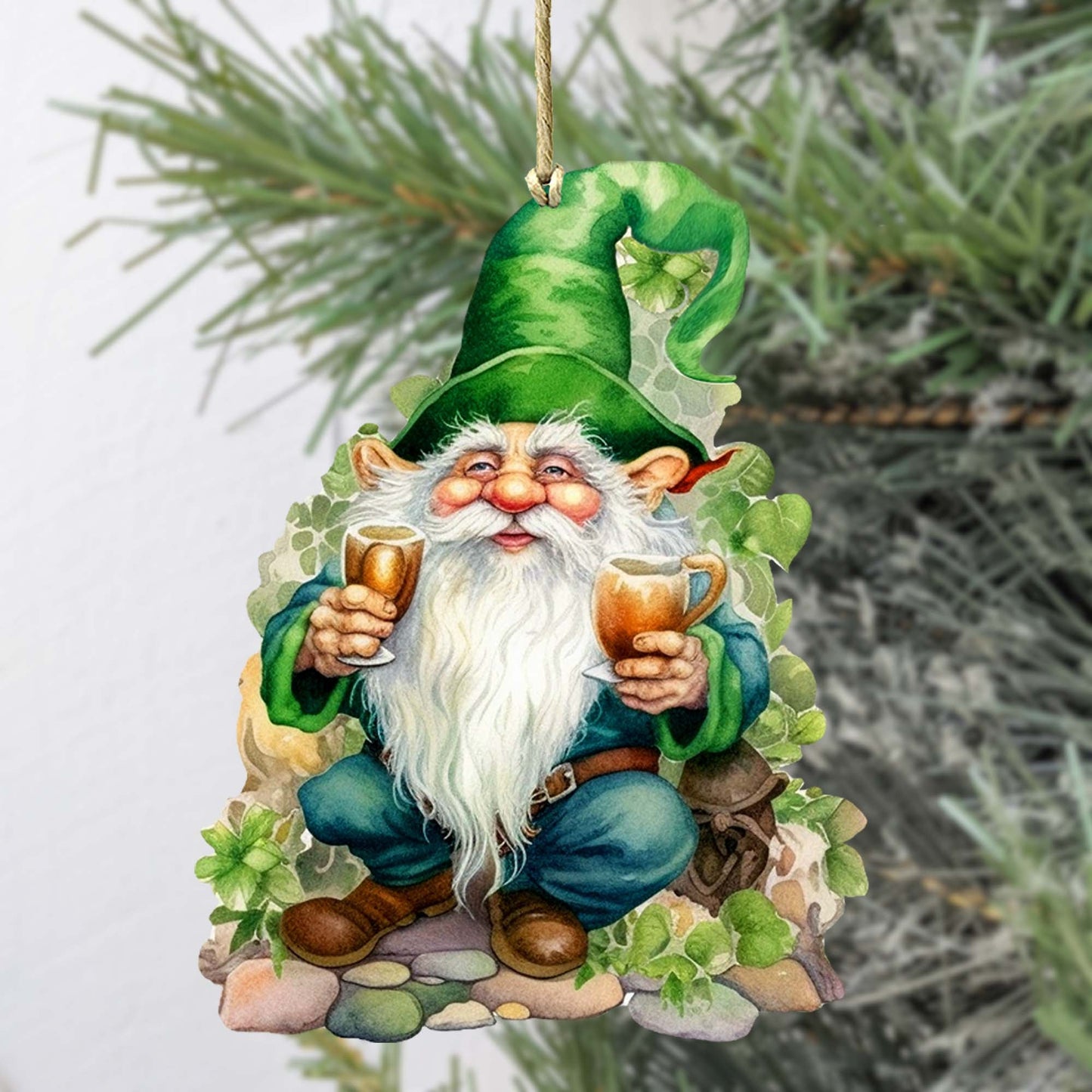 Lucky Leprechaun Wooden Ornaments by G. DeBrekht Easter Spring Decor - 8652778-2