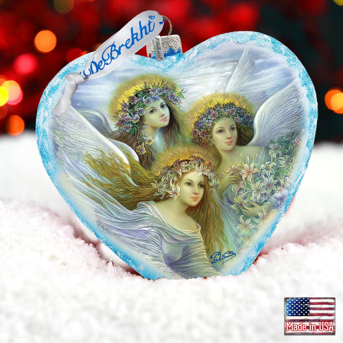 Three Angels Glass Ornament Limited Edition by G. DeBrekht - Nativity Holiday Decor - 738-083-4