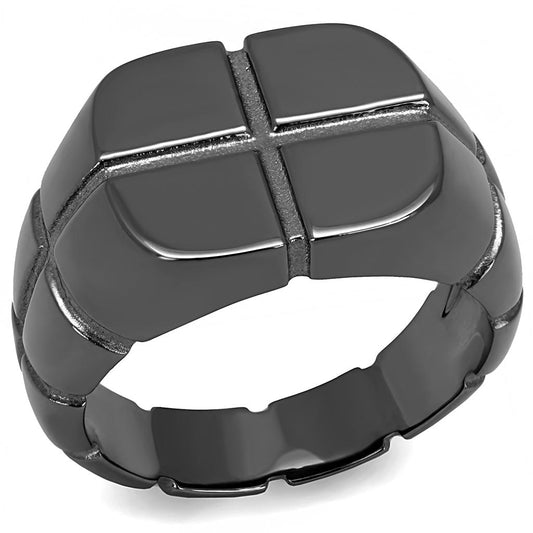TK3273 - IP Light Black  (IP Gun) Stainless Steel Ring with No Stone-0